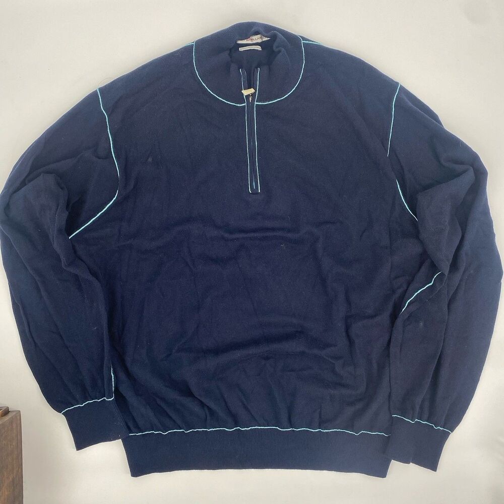 Peter Millar Sweater XL Luxury Blend Quarter Zip Pullover Cashmere Blend Blue